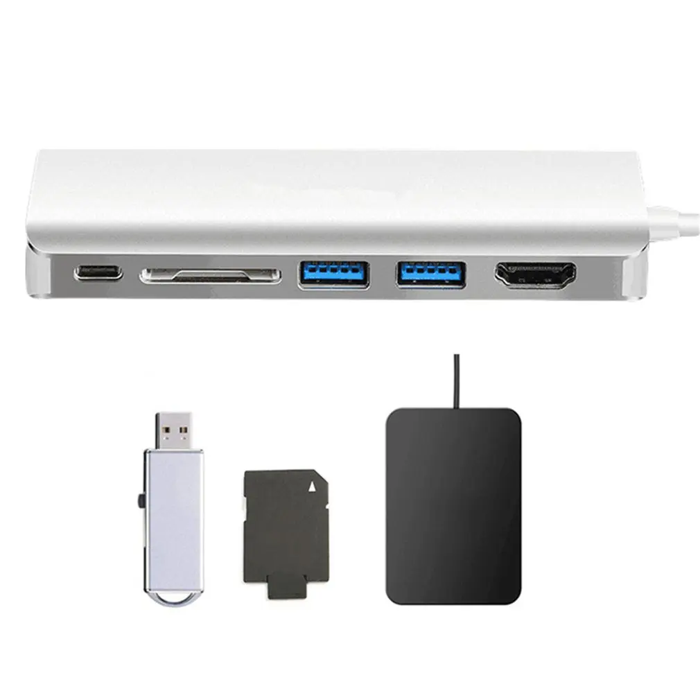 6 в 1 концентратор USB type C адаптер конвертер w/4 K HDMI 1000M Enthernet RJ45 порт зарядки SD | Отзывы и видеообзор -4000330751536