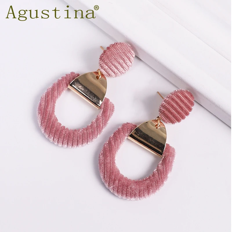 Женские винтажные серьги из сплава и плюша Agustina черные бархатные с
