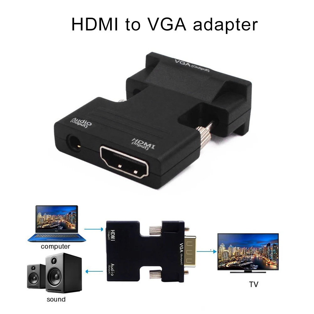 Переходник VGA мама с HDMI разъемом папа аудиоадаптером Поддержка мультимедийных ПК