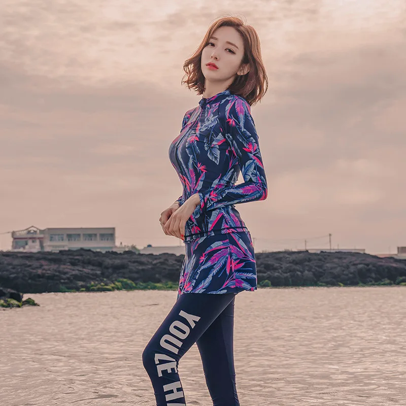 Женский купальник с высокой талией Цельный для серфинга юбкой и четырьмя брюками