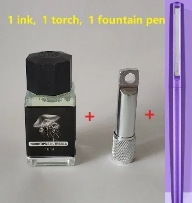 1 ink 1 torch 1 pen 18 мл/светильник для бутылок, невидимые чернила для авторучки, флуоресцентные чернила без углерода, видимые только под УФ-светильник, чернила для авторучки - Цвет: 1 ink 1 torch 1 pen