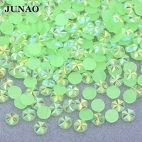 junao 500pcs 5mm green ab resin flower rhinestone stone flat back strass applique face nail art crystal sticker for decoration