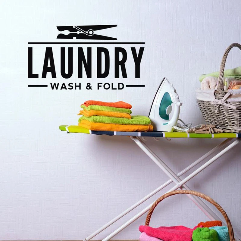 

Laundry Wash Fold Wall Decal Laundry Room Decor Vinyl Wall Sticker Laundry Room Sign Applicable to Glass Door Walls Decor X229