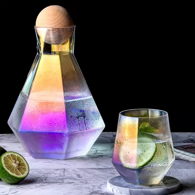 Янтарный/дымчато-серый/Семь цветов/прозрачный шестигранный горшок стеклянный