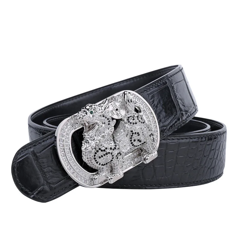 

Really man Crocodile Belt Smooth Buckle Brave Troops Genuine Leather Waist ceinture homme men's luxury brand cinto masculino