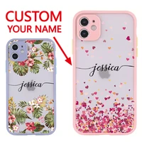 custom your name tropical floral border beauty phone case for iphone 12 pro max xs max xr x 7plus camera protection back cover
