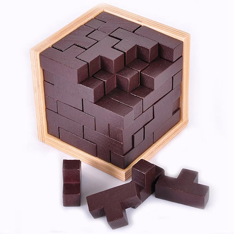 3D головоломка блокировка деревянный куб игрушки для детей IQ Головоломка
