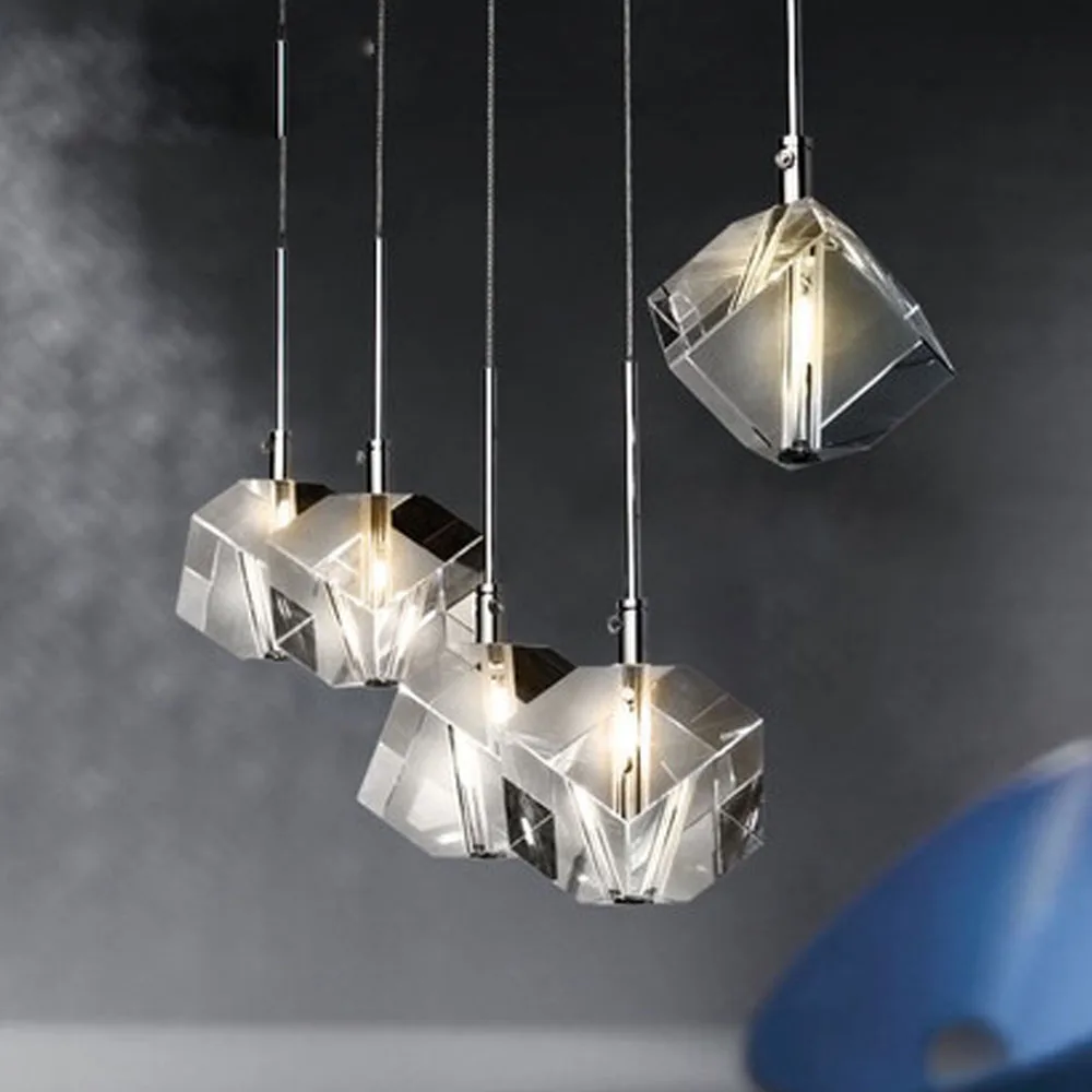 

EKOO Creative Transparent Crystal LED Dining Room Bar Pendant Light G4 Modern Fashion Lamps Warm White For Home Living