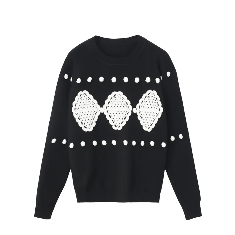 

Christmas Luxury Hollow Diamond O-Neck Sweater Autumn Winter Euramerican Fashion Elegant Slim Long-Sleeved Pullover Vestidos Top