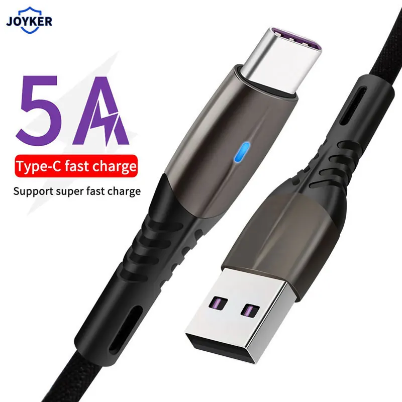 Кабель USB Type C 1 м 5 А провод для быстрой зарядки Samsung Galaxy S8 S9 Plus Xiaomi mi9 Huawei мобильный