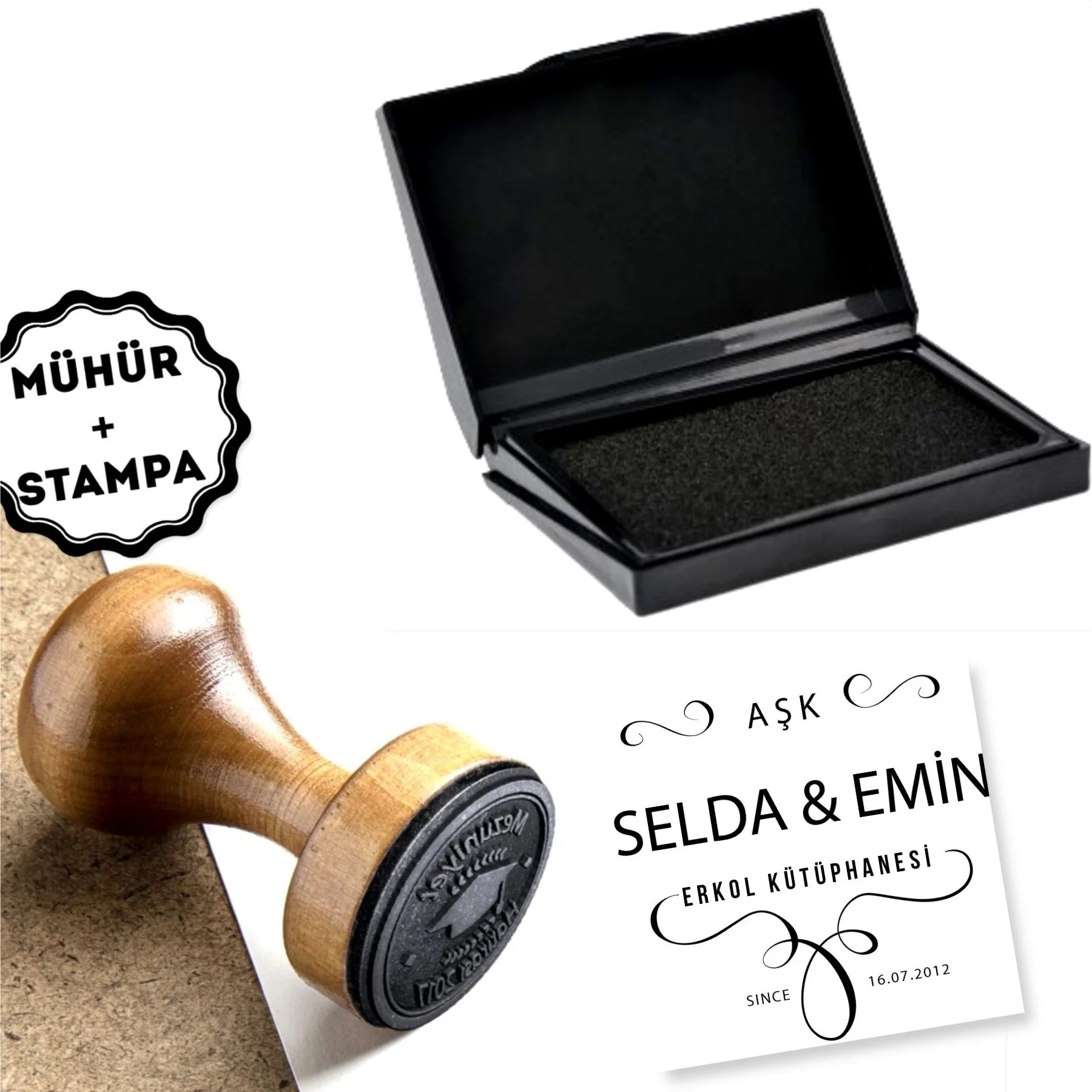 

Personalized Name Written Wood Book Seal-A865