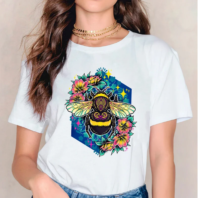 Женские футболки с принтом пчелы акварелью цветочным Летние Осенние женские