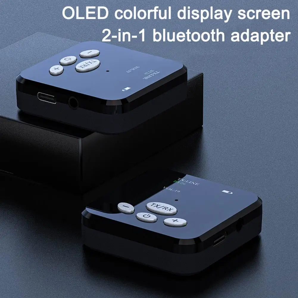 

Screen 2-In-1 Bluetooth5.0 Transmitter Receiver Handsfree 3.5mm Jack Aux Wireless Audio Adapter For Car PC Headphone TV Home