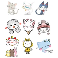cartoon cat series stickers iron on transfers vinyl heat transfer ironing stickers t shirt thermal patches for clothing
