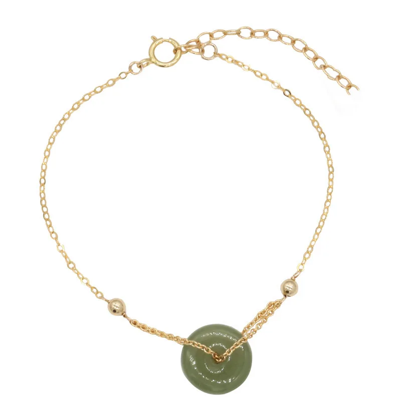 

Real Pure Natural Jade Jewelry 14 K Yellow Gold Bizuteria for Women Pulseira Feminina Bizuteria Pulseras Plata De Ley 925 Mujer