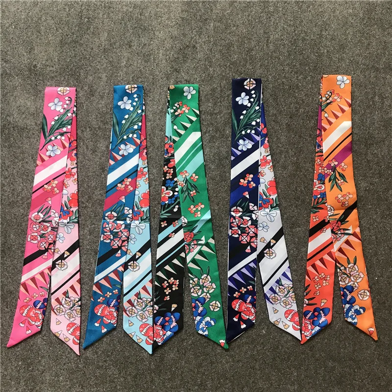 

2021 summer women's silk scarves, luxury beach bag ribbons, ladies turban hair band JK57