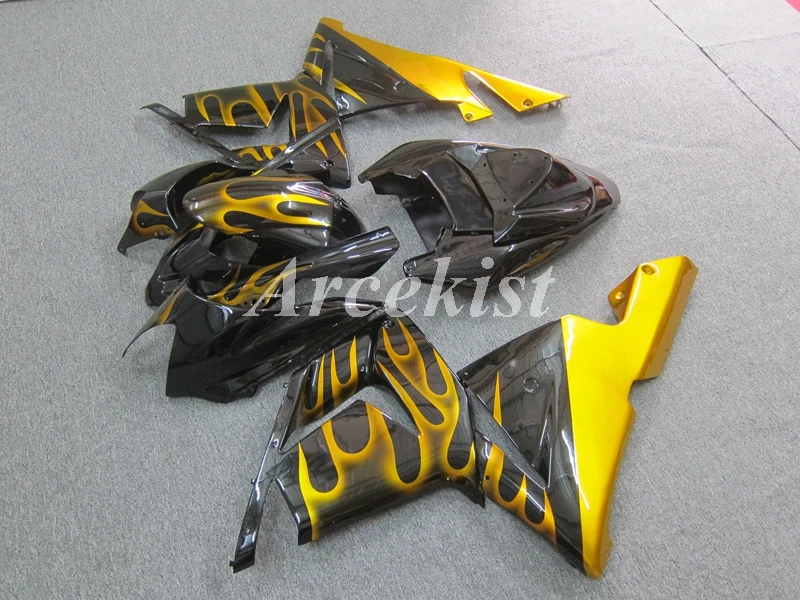 

Новый ABS весь обтекатели комплект для kawasaki Ninja ZX-10R ZX10R 2004 2005 04 05 средства ухода за кожей комплект ювелирных изделий Золотой пламени