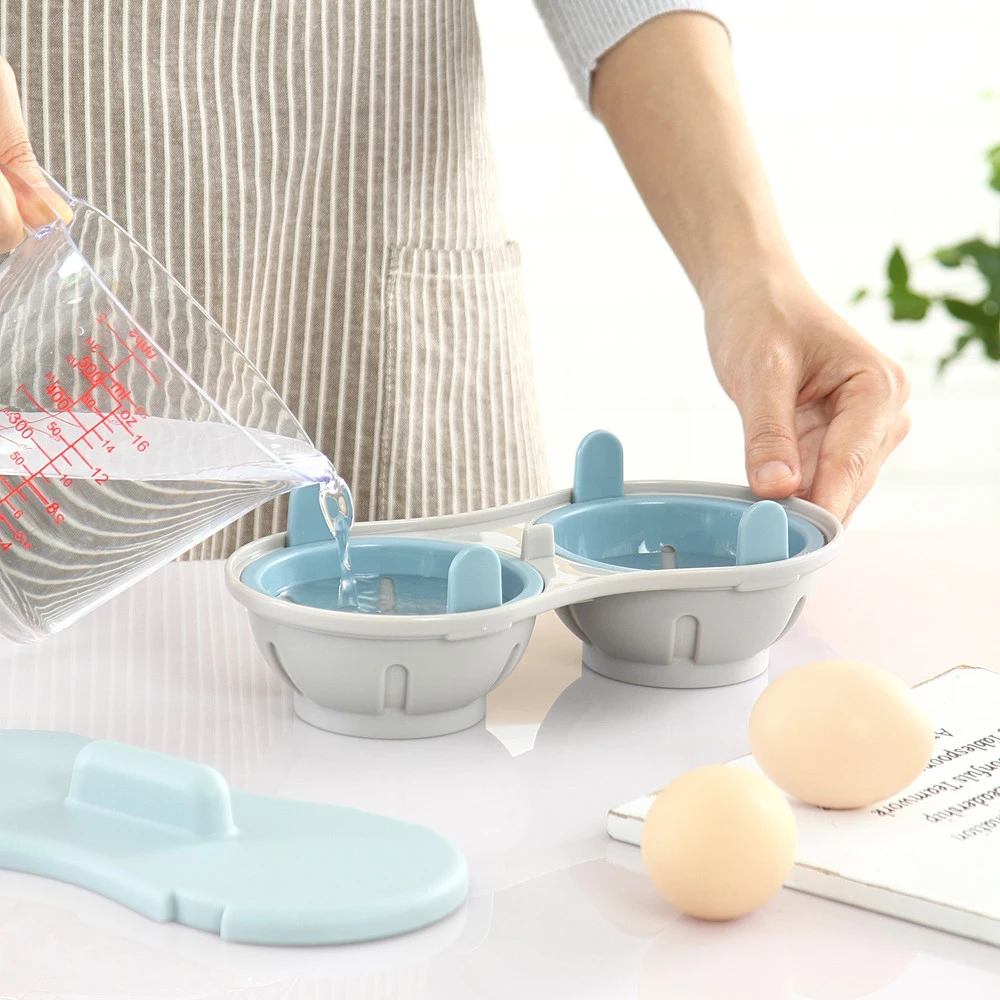 

Microwave Egg Poacher Food Grade Cookware Double Cup Egg Boiler Kitchen Steamed Egg Set Microwave Ovens Cooking Tools