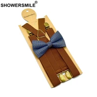 bow tie suspenders set bronze clips adult brown suspenders women british style vintage mens suspenders braces 120cm2 5cm