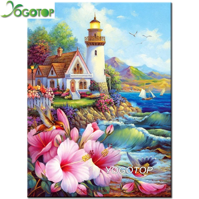 

Beadwork paintings,diamond embroidery beacon,square round Diamond mosaic diamond painting Landscape lighthouse rose decor YY2879