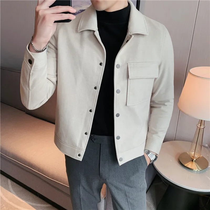 

Autumn Winter Wool Trench Men's Jacket Casual Loose Outwear Fashion Coats 2021 High Quality Steetwear Male Clothing Windbreaker