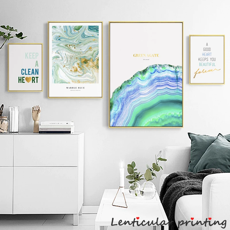 Зеленый и золотой постер в скандинавском стиле доброе сердце сохраняет вас