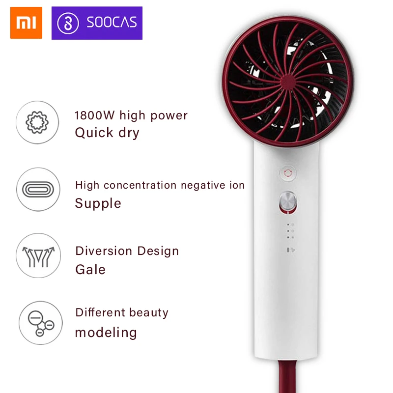 Xiaomi вентилятор фен для волос отрицательных ионов профессиональный