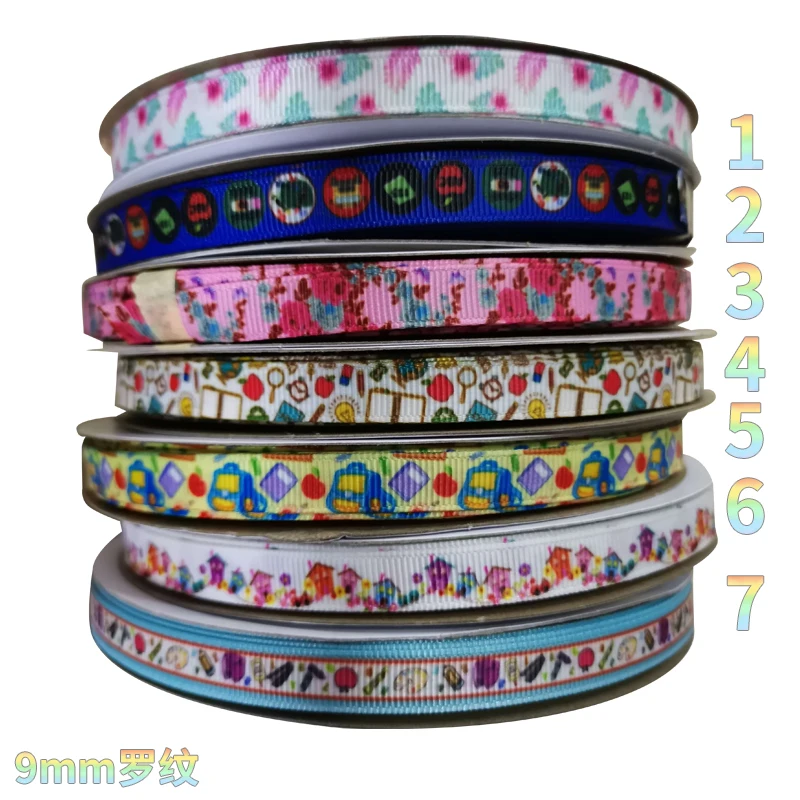 

Stock Satin Ribbon 9mm Printed Grosgrain Ribbon 50Yards
