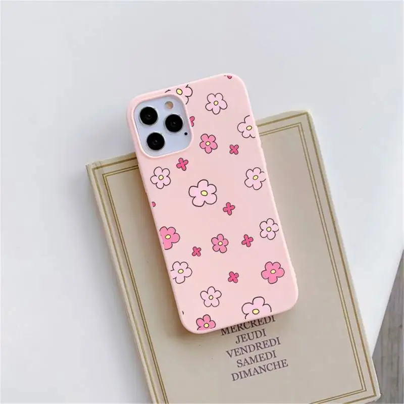 

Cute flower creative cartoon Phone Case Pink Candy Color for iPhone 11 12 mini pro XS MAX 8 7 6 6S Plus X SE 2020 XR