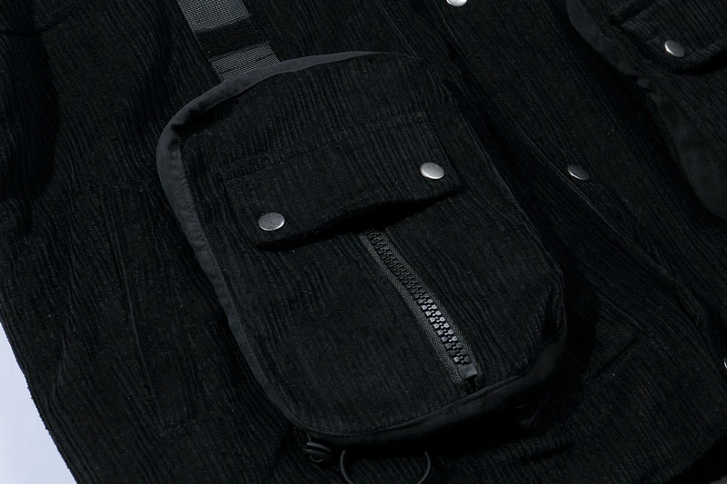 Зимняя куртка мужская Techwear черные толстые теплые куртки пальто с меховой отделкой