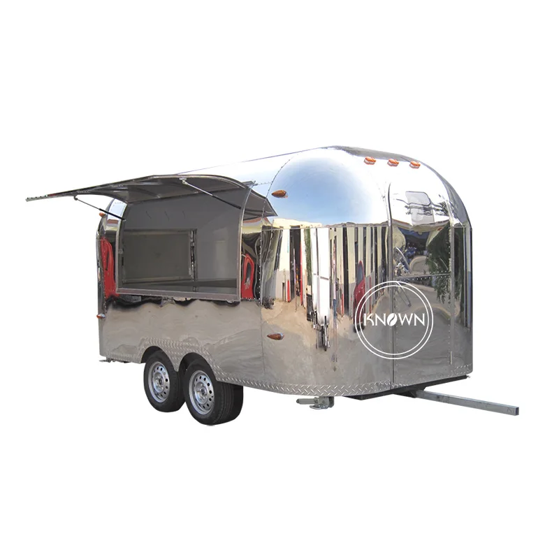 

Stainless Steel Airstream Food Trailer Caravan Camping Foodtruck Mobile Ice Cream Truck Food Vending Kiosk Snack Cart