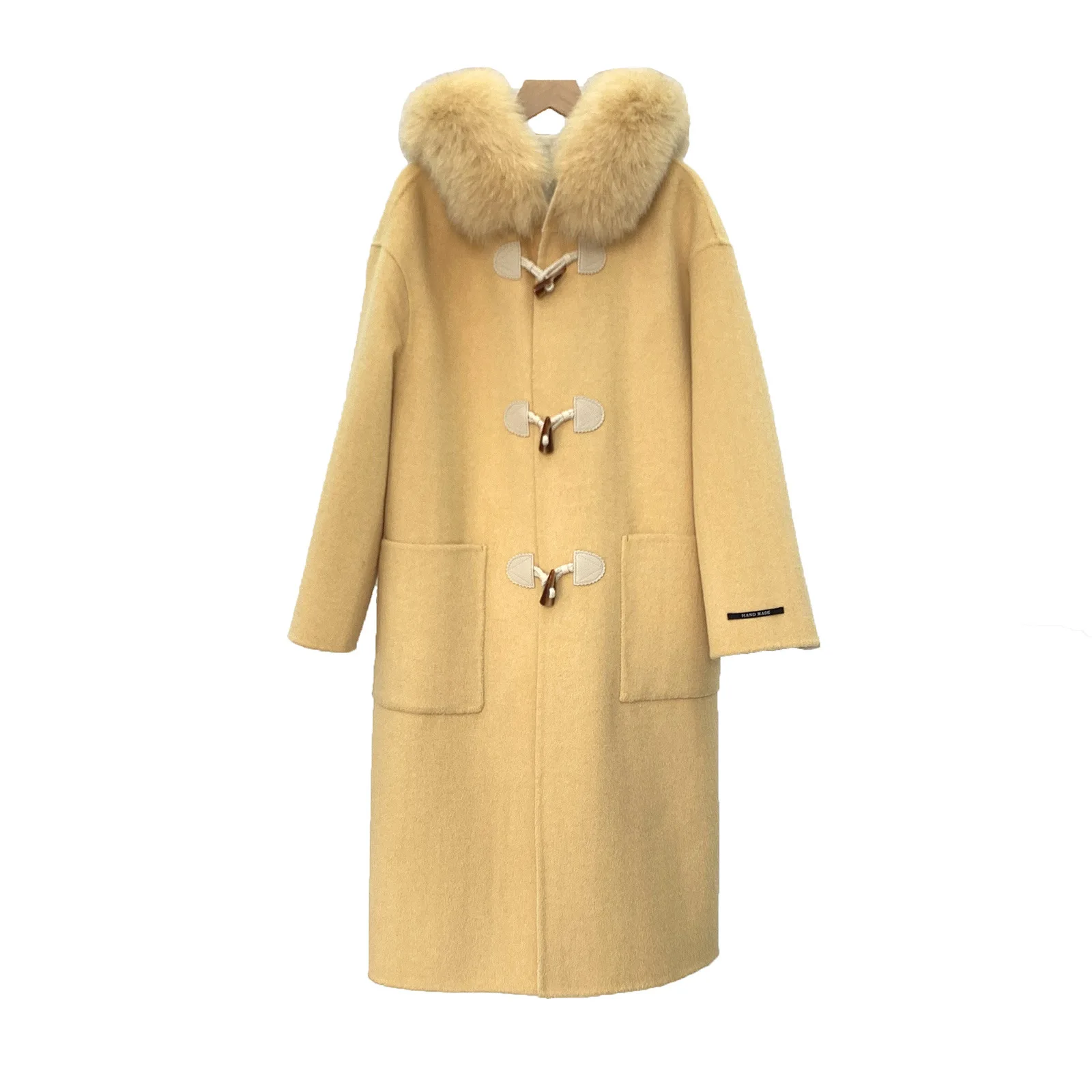 

new The winter 2020 luxury fox fur han edition horn double-sided cashmere coat of female in long woollen coat female