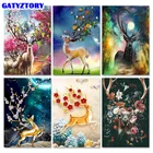 Gatyztory выполненные DIY Краски по номерам для взрослых Животные олень акриловая Раскраска по номерам, Животные уникальный подарок для ребенка Artwo