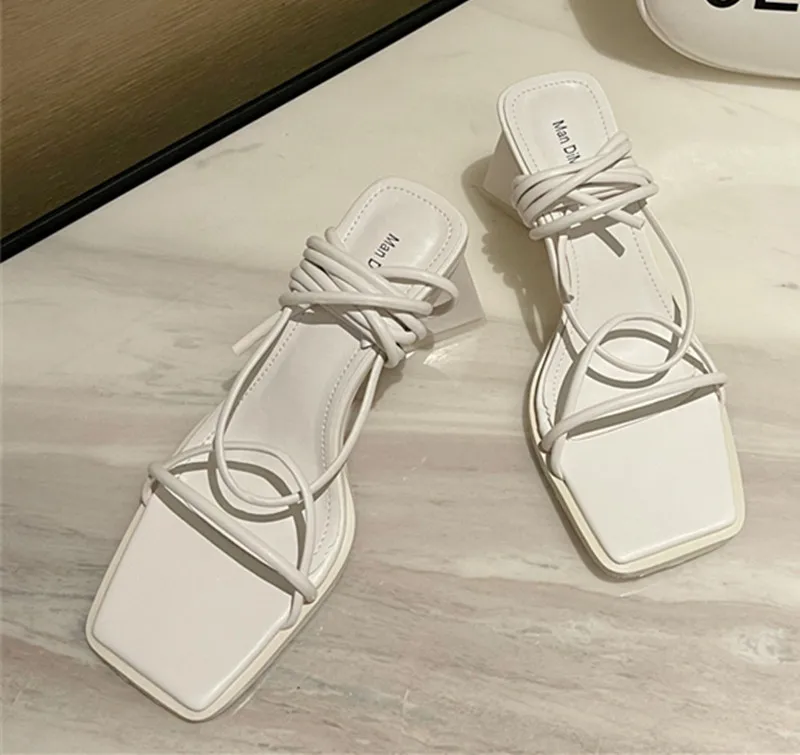 

Termainoov Women Sandals High Heel Triangle Ankle Strap Dress Shoes Heeled Lace Up Fashion New Gladiator Sandalias