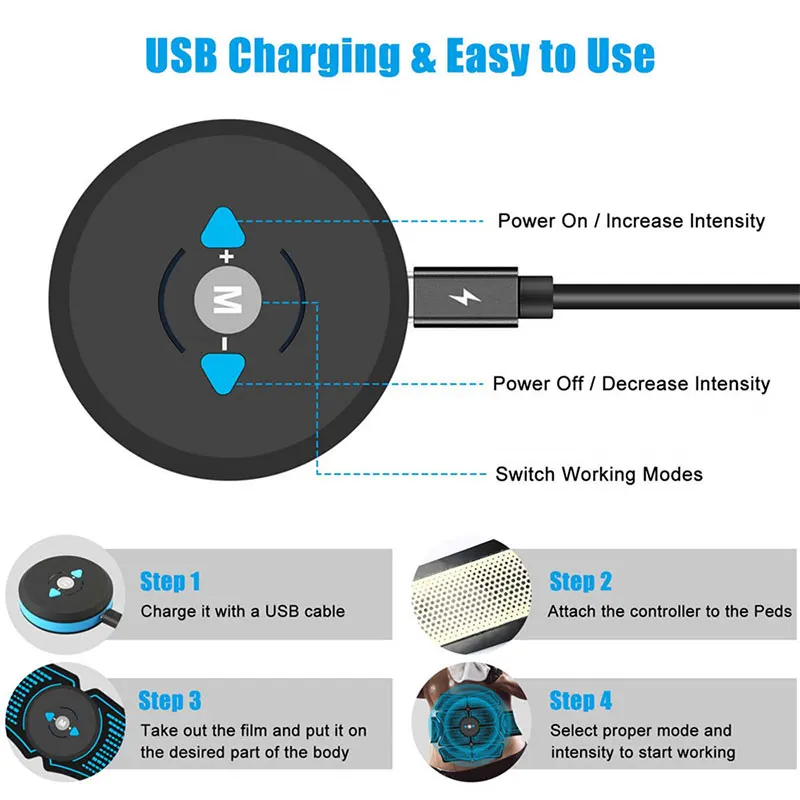 Стимулятор мышц живота EMS фитнес тренажер USB Перезаряжаемый стимулятор Тренажер