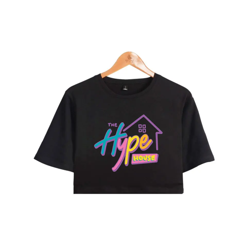 WAMNI The Hype House открытый пупок Tshrit Charli D'Amelio футболка унисекс оверсайз с круглым
