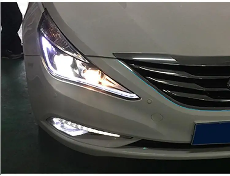 Автозапчасти для автомобилей, автомобильные лампы Drl, светодиодные дневные ходовые фары, задние Автомобильные фары в сборе для hyundai Sonata