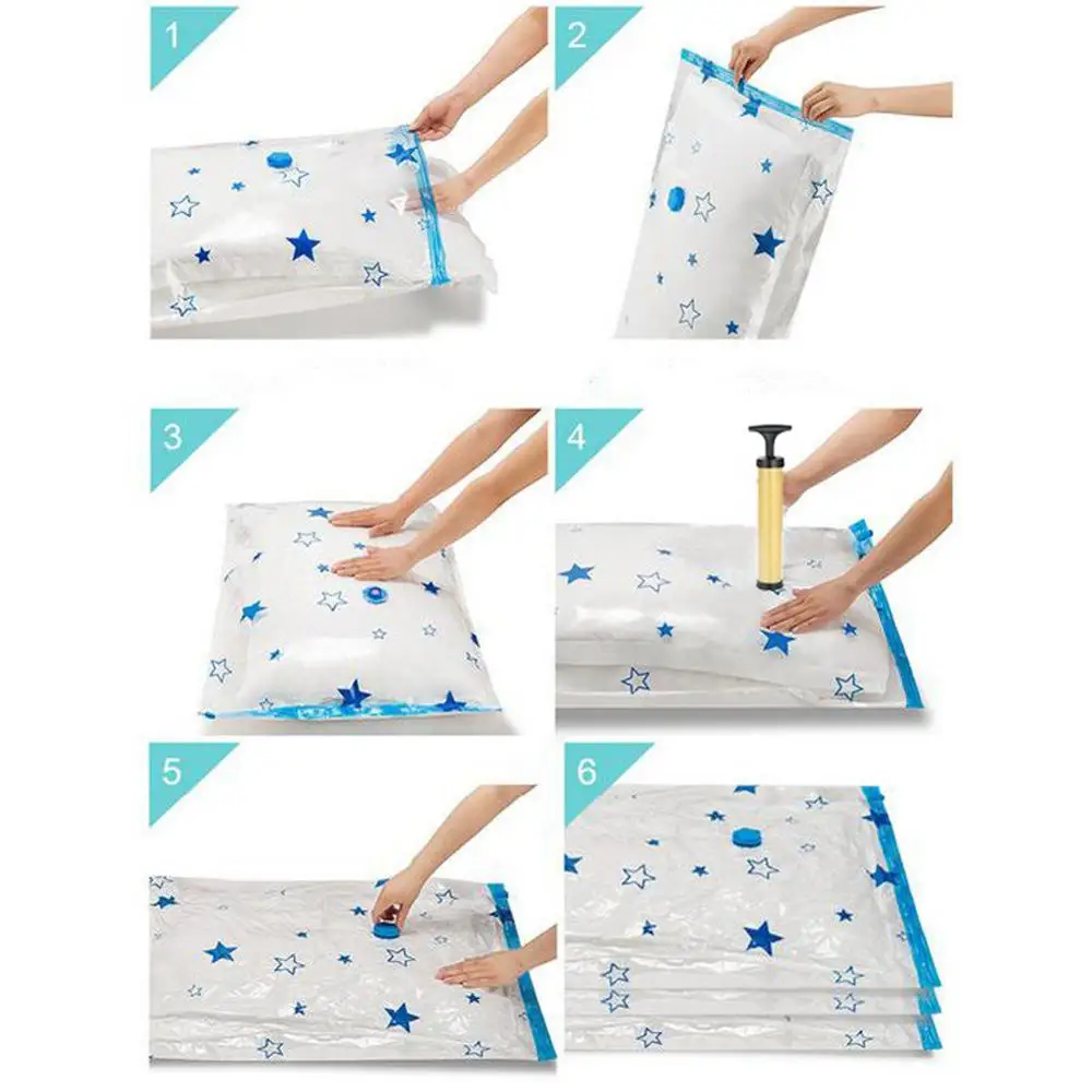 Прозрачный пластиковый пакет для хранения домашней одежды вакуумный складной