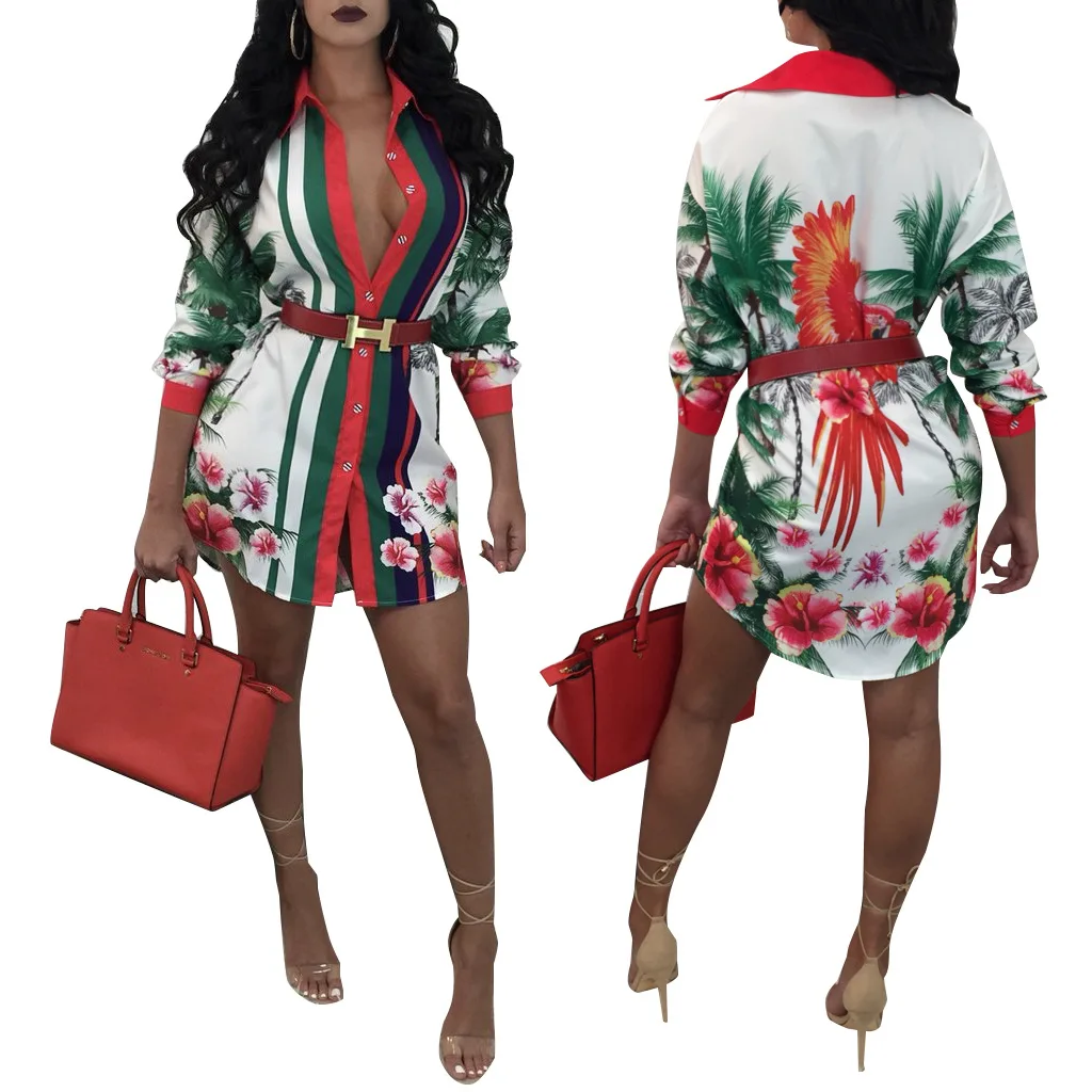 

Women's clothes European and American fashion digital print shirt skirt lightweight summer dress