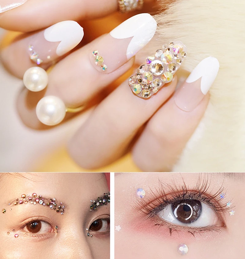 AAAAA стекло дизайн ногтей термостразы кристалл AB камень приклеенные железные