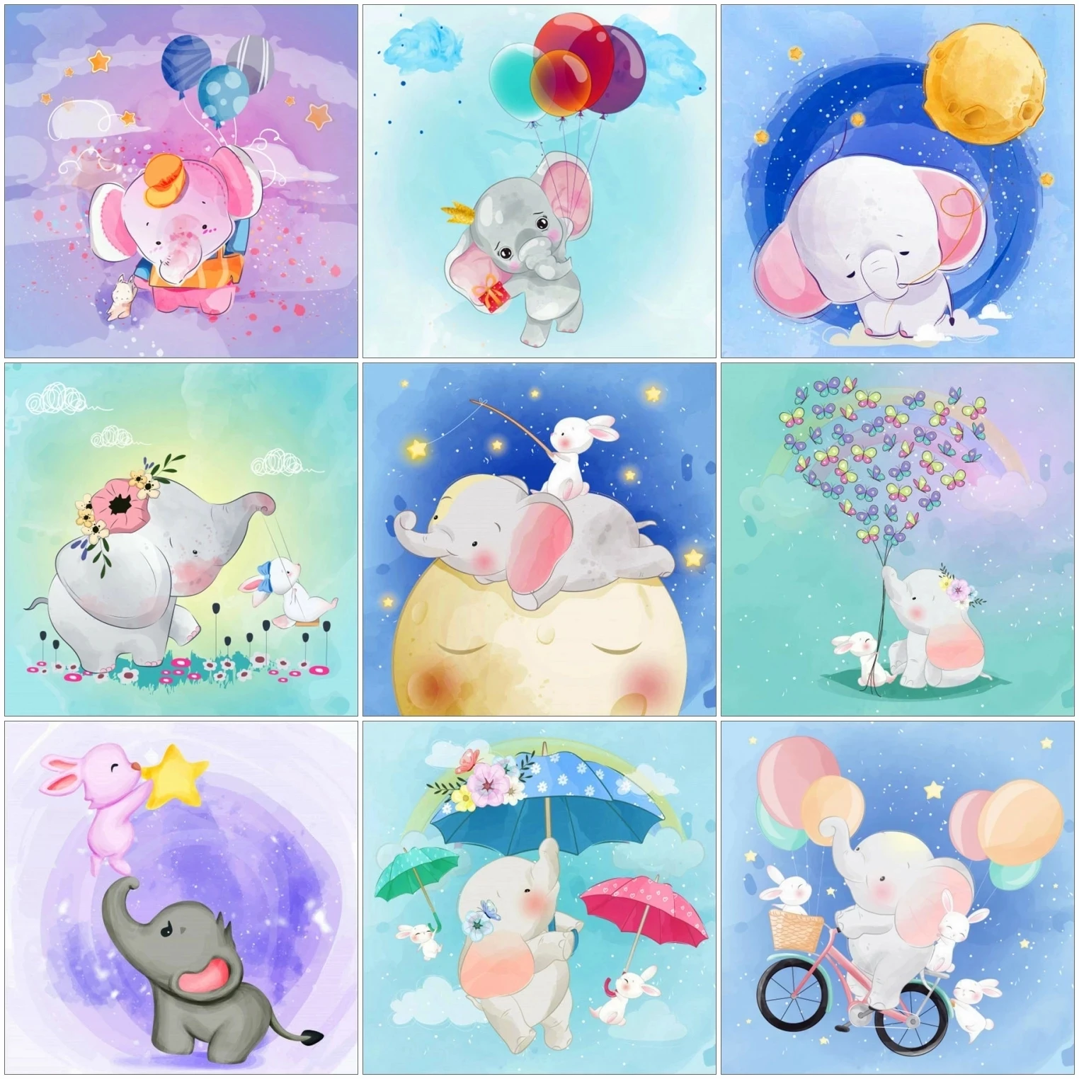 

Cartoon Animal 5D Diamond Embroidery Elephant Mosaic Diamond Painting Cross Stitch Rhinestones Handmade Wall Poster Home Decor