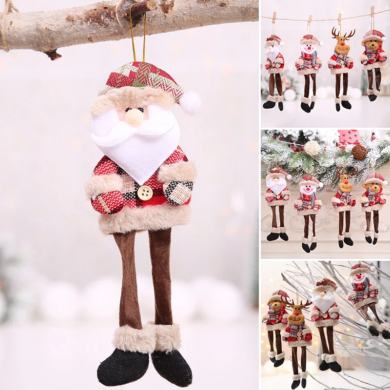 

Cute Cartoon Christma Tree Pendant Colored Plaid Cloth Doll Theme Party Decoration For Home Living Room Office Новый Год 2022