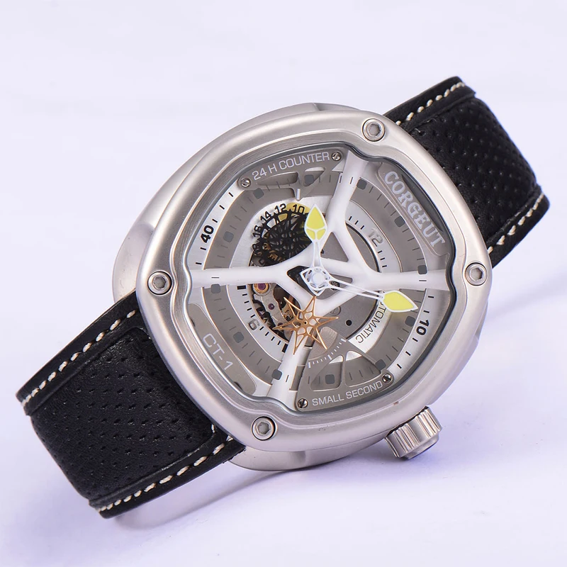 Мужские автоматические спортивные механические часы с серым циферблатом 46