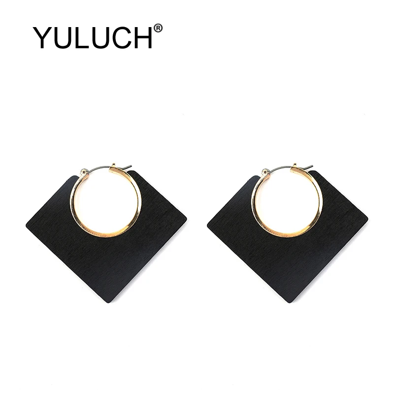 YULUCH 2019 популярные женские серьги гвоздики из черного дерева модные ювелирные