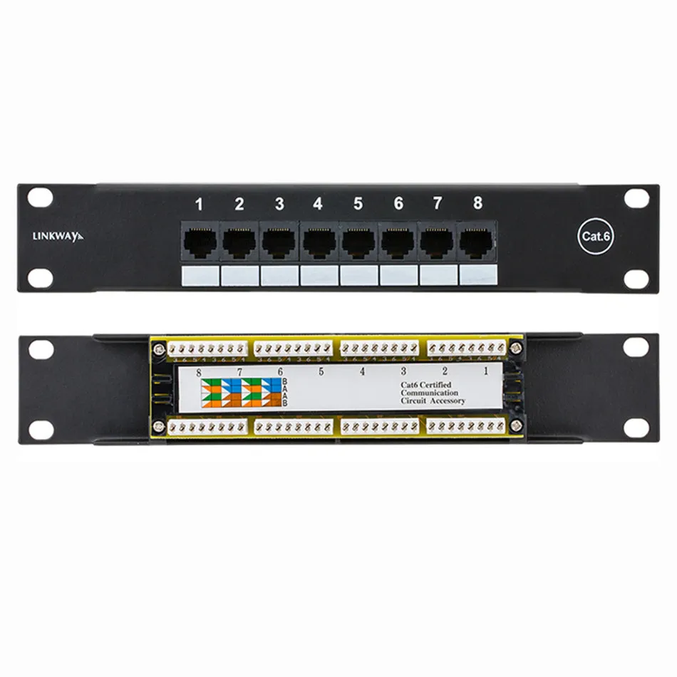 CAT6 8 портов сетевая коммутационная панель 10 дюймов 1U стойка крепление с RJ45 8P8C
