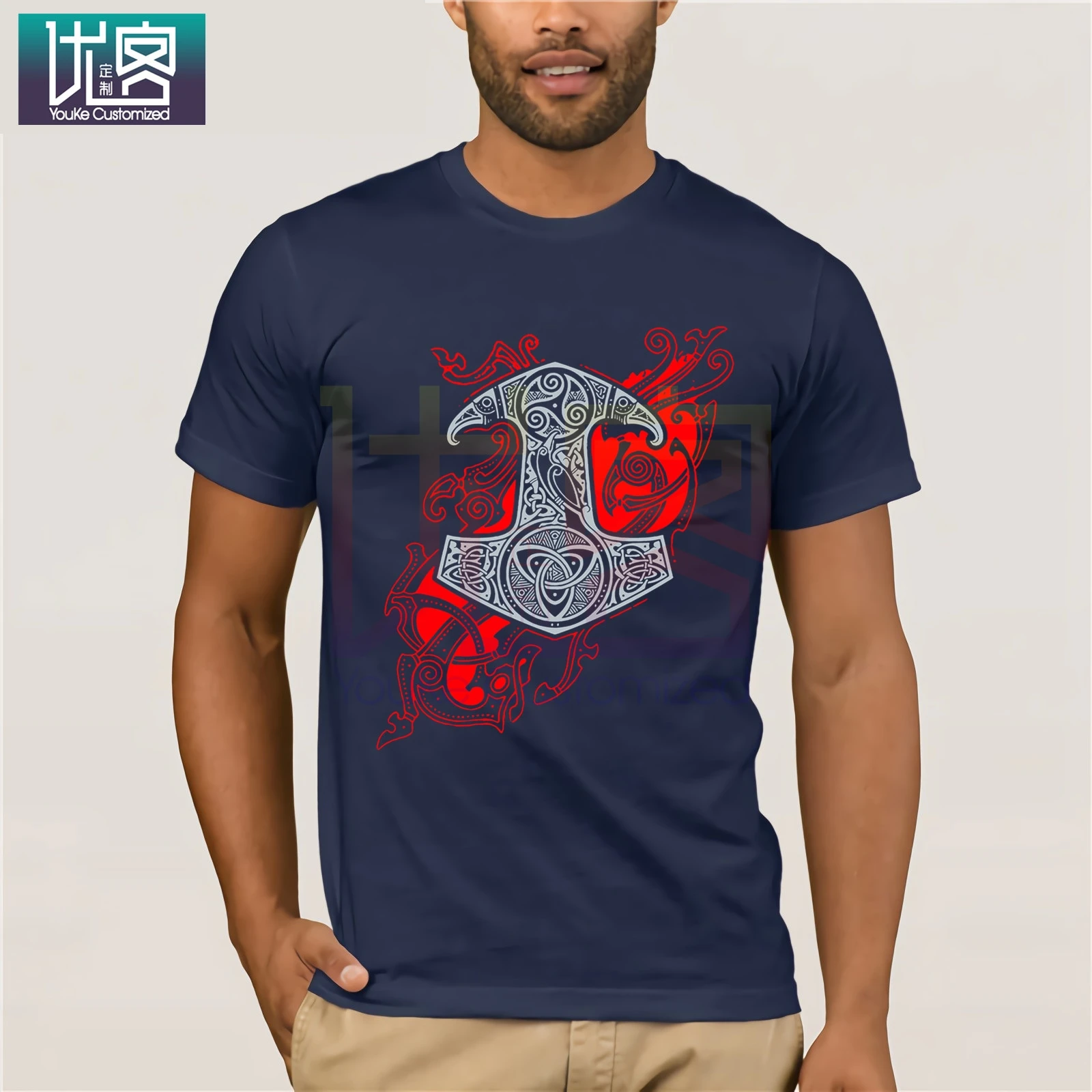 RAVEN S MJOLNIR T-Shirt Vikings Berserk Tees Valhalla O Hals Mannen Veerkrachtig Katoen Korte Mouw Cotton Tee Shirt Present | Мужская