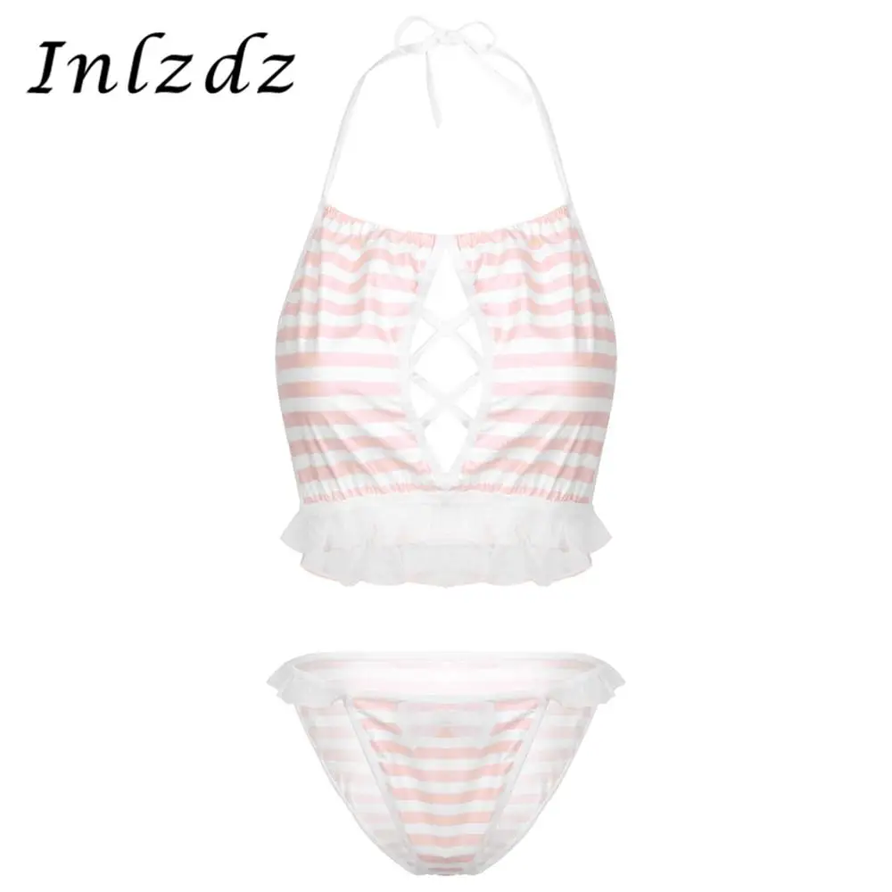 Женский костюм для косплея аниме комплект нижнего белья с бретельками на шее