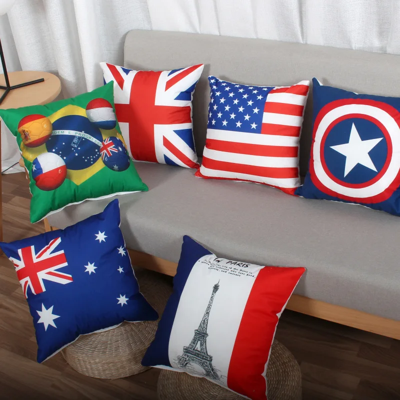 

Цветной чехол для подушки с принтом американского флага, Полиэстеровая подушка, чехол дом, автомобиль, диван-кровать, украшение для стула, наволочка, чехол 40х40см
