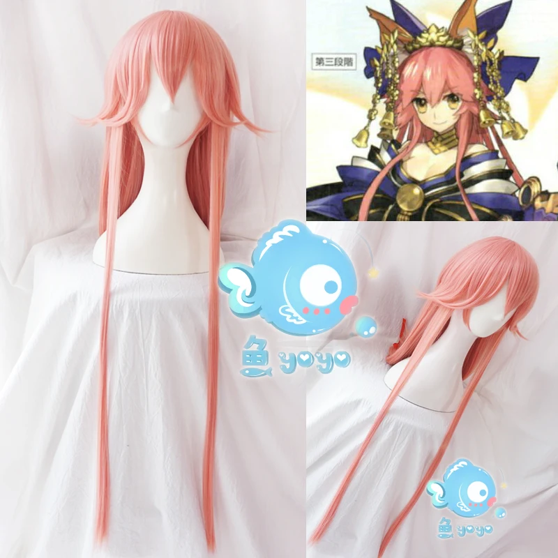 

Парики для косплея FGO Fate Grand Order EXTRA Tamamo No Mae длиной 150 см, розовые прямые синтетические волосы + парик