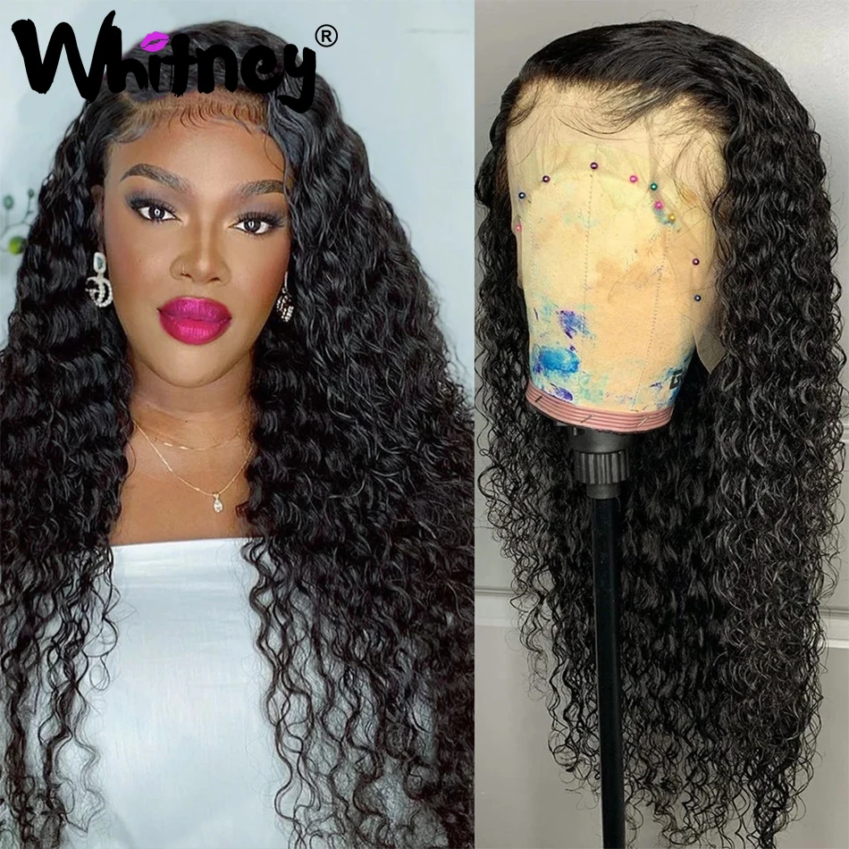

Water Wave Human Hair Lace Frontal Wig Malaysia Remy Hair Preplucked With Babay Hair Deep Curly Closure Wigs For Women Shuangya